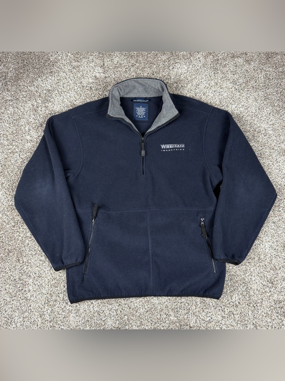 Sz Medium Mens Devon & Jones Winnebago Industries 1/4 Quarter Zip Fleece Sweater